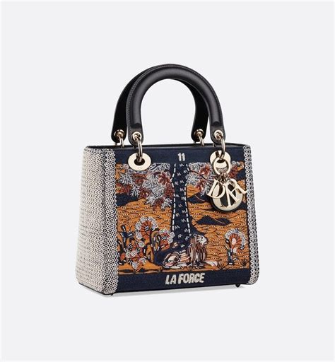 Medium Strength Lady Dior Tarot Embroidered Canvas Bag